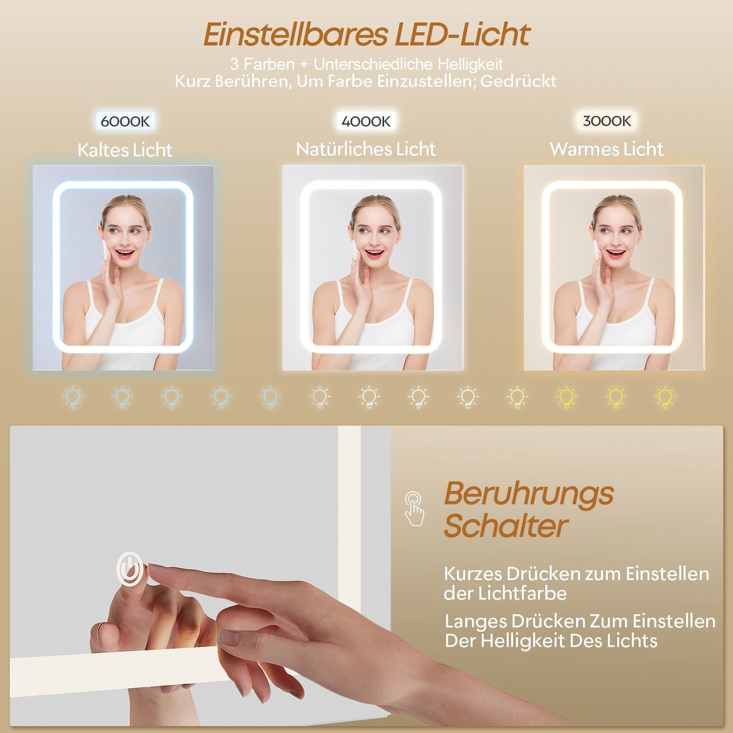 LED-Schminktisch mit 7 Schubladen