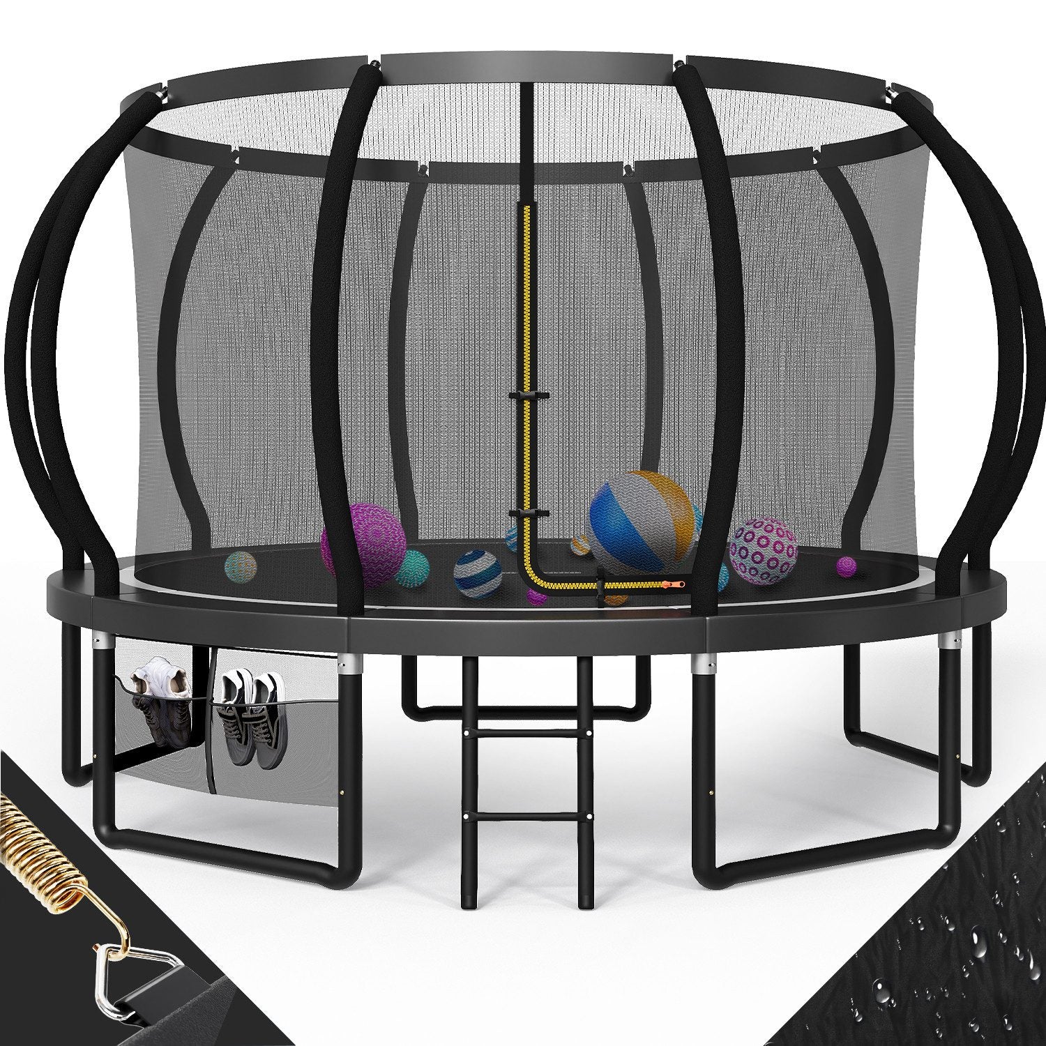 Gartentrampolin mit Sicherheitsnetz und Leiter