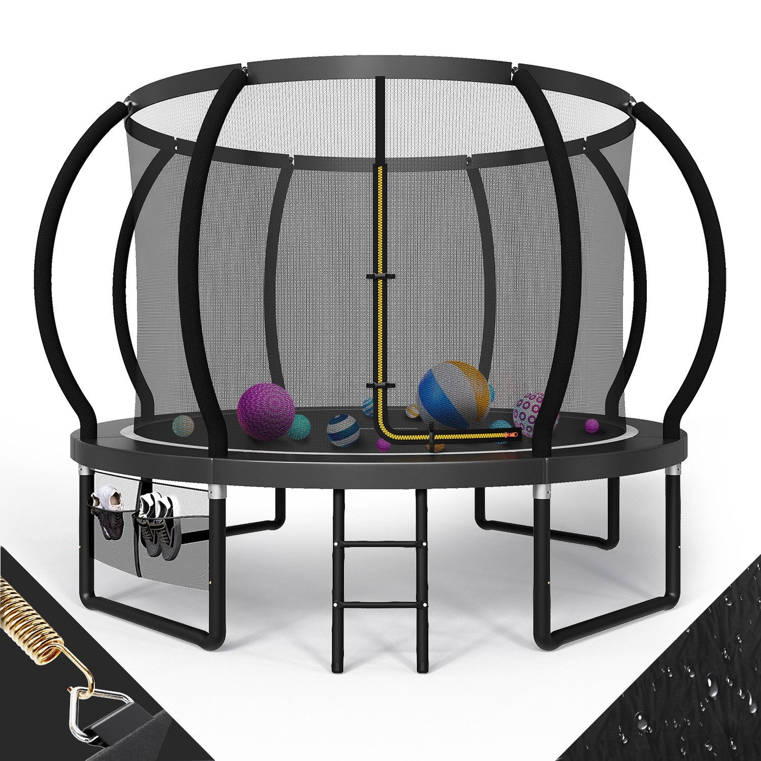 Gartentrampolin mit Sicherheitsnetz und Leiter