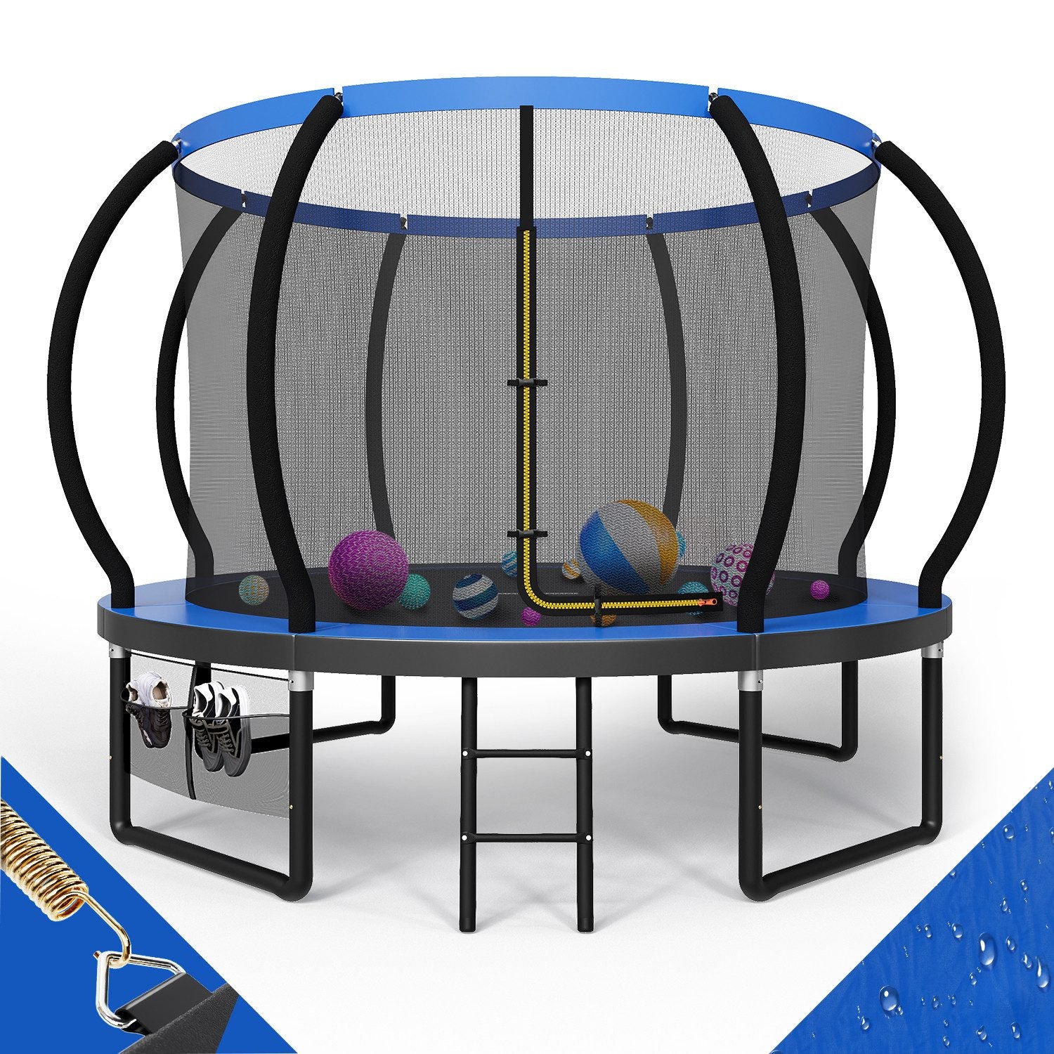 Gartentrampolin mit Sicherheitsnetz und Leiter