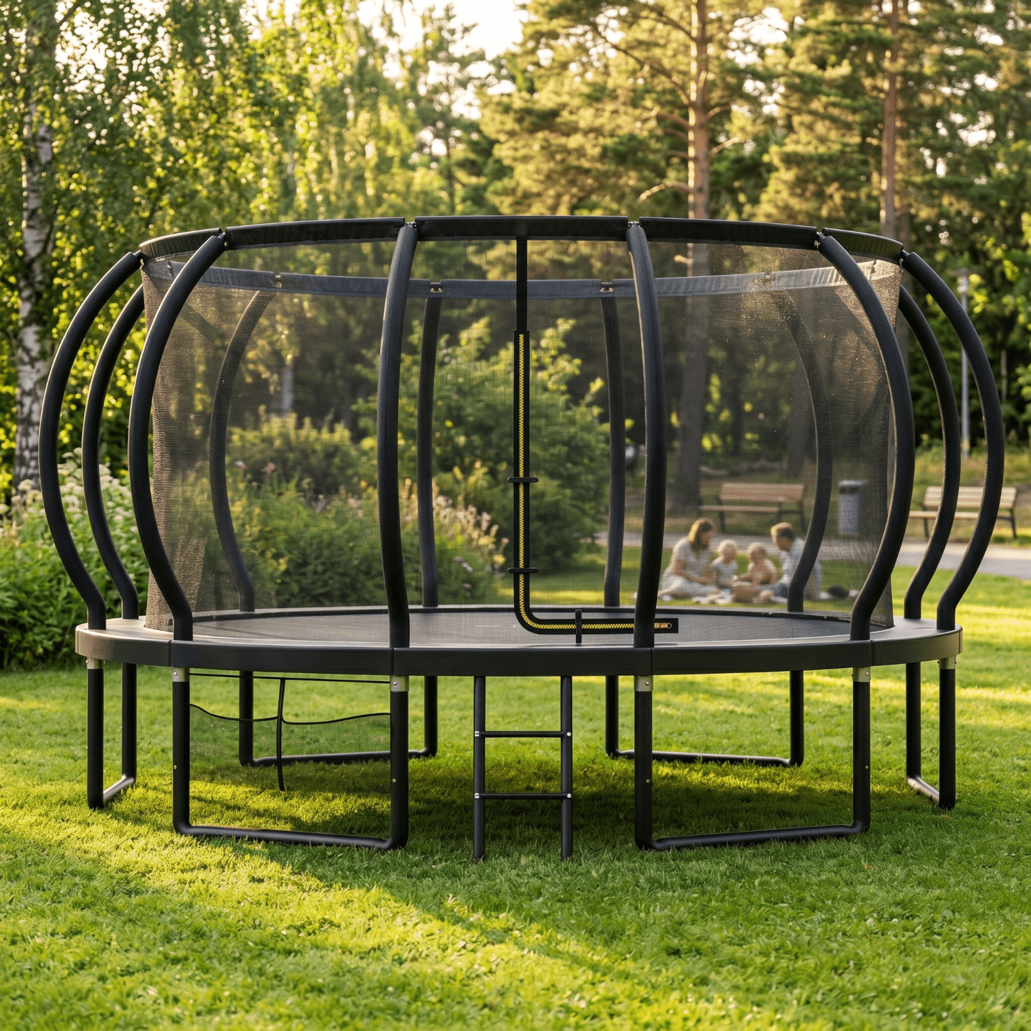 Gartentrampolin mit Sicherheitsnetz und Leiter