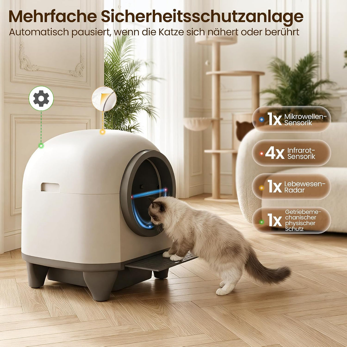 Selbstreinigende Katzentoilette 90L für mehrere Katzen