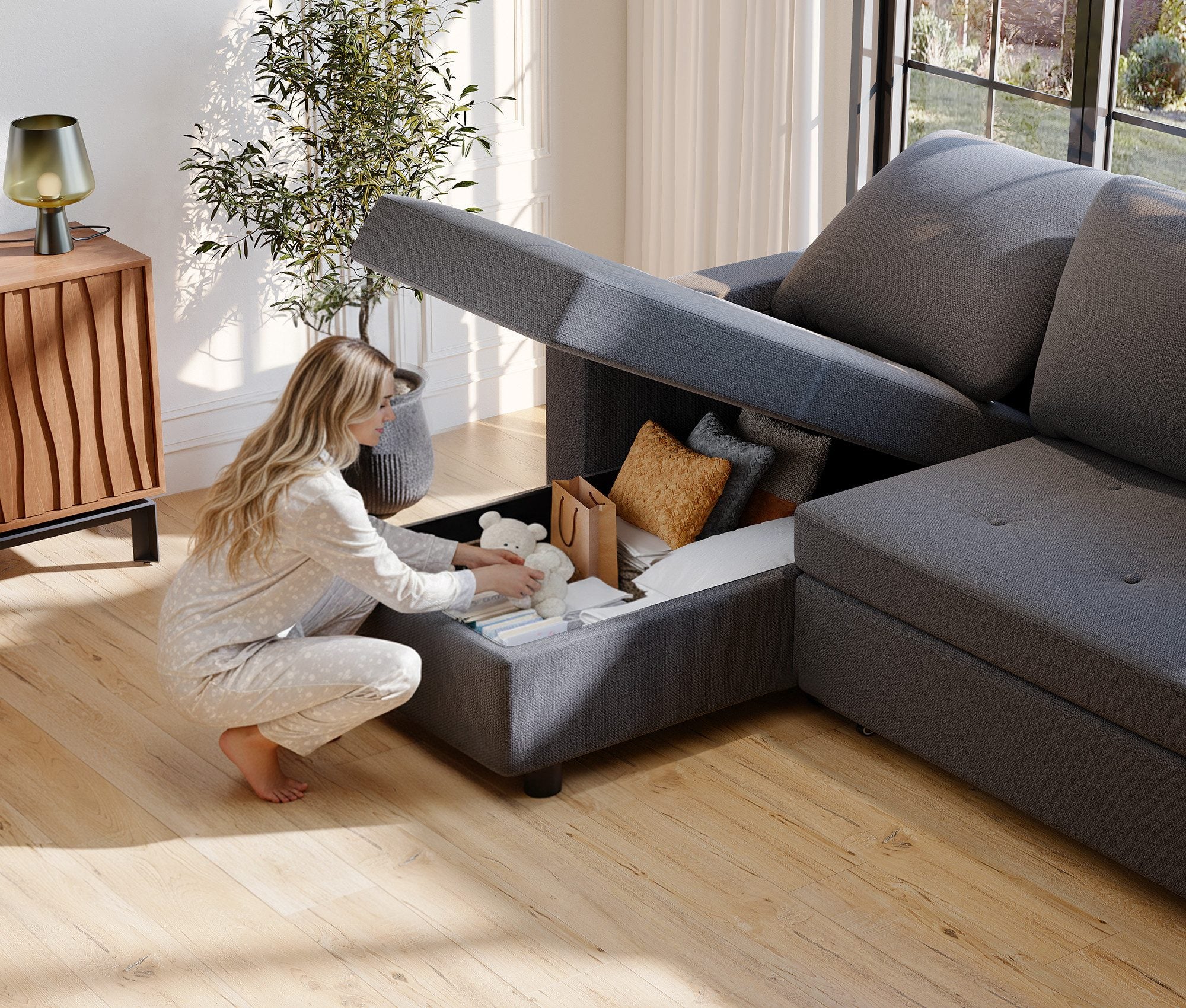 Eck-Schlafsofa mit Schlaffunktion