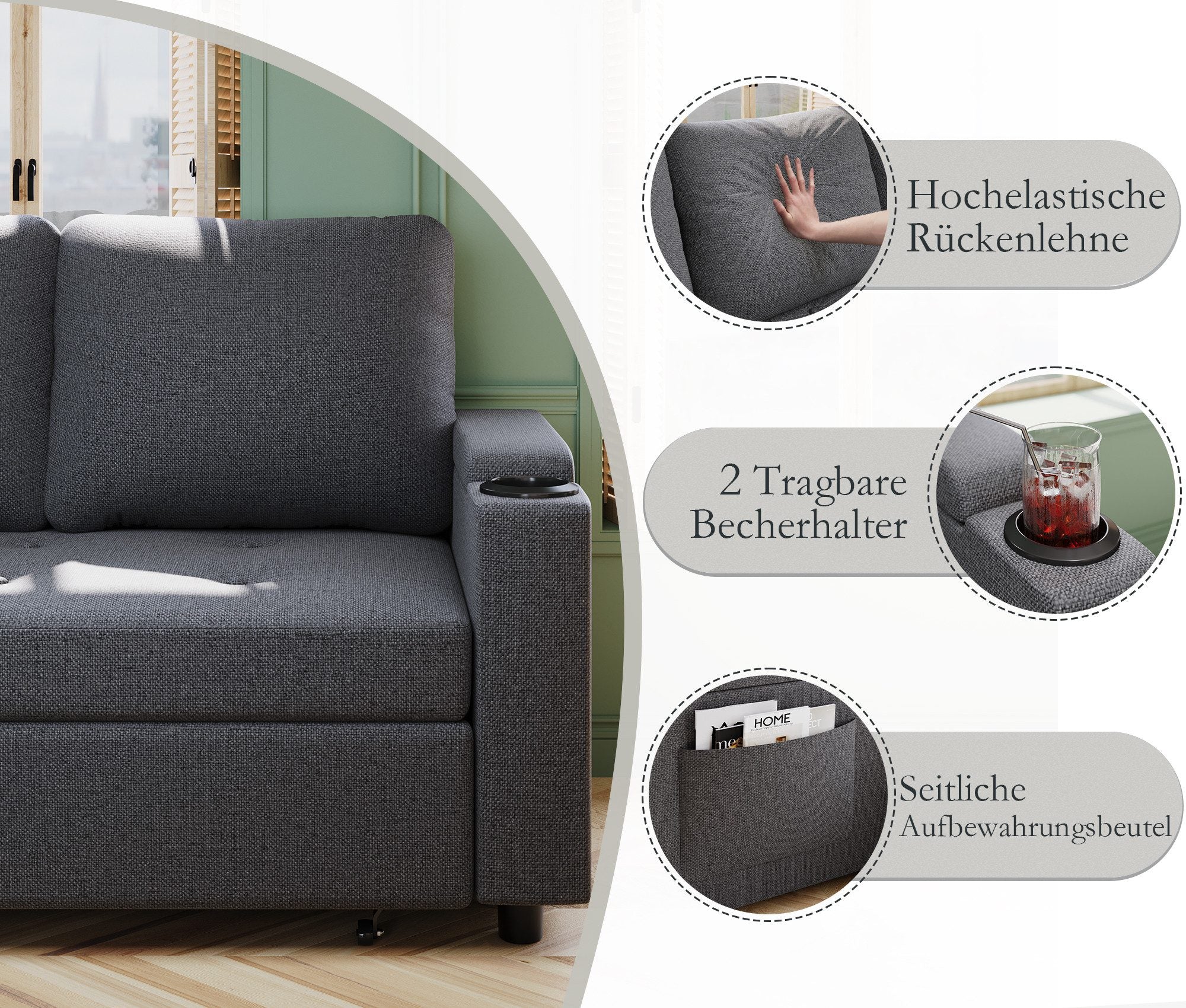 Eck-Schlafsofa mit Schlaffunktion