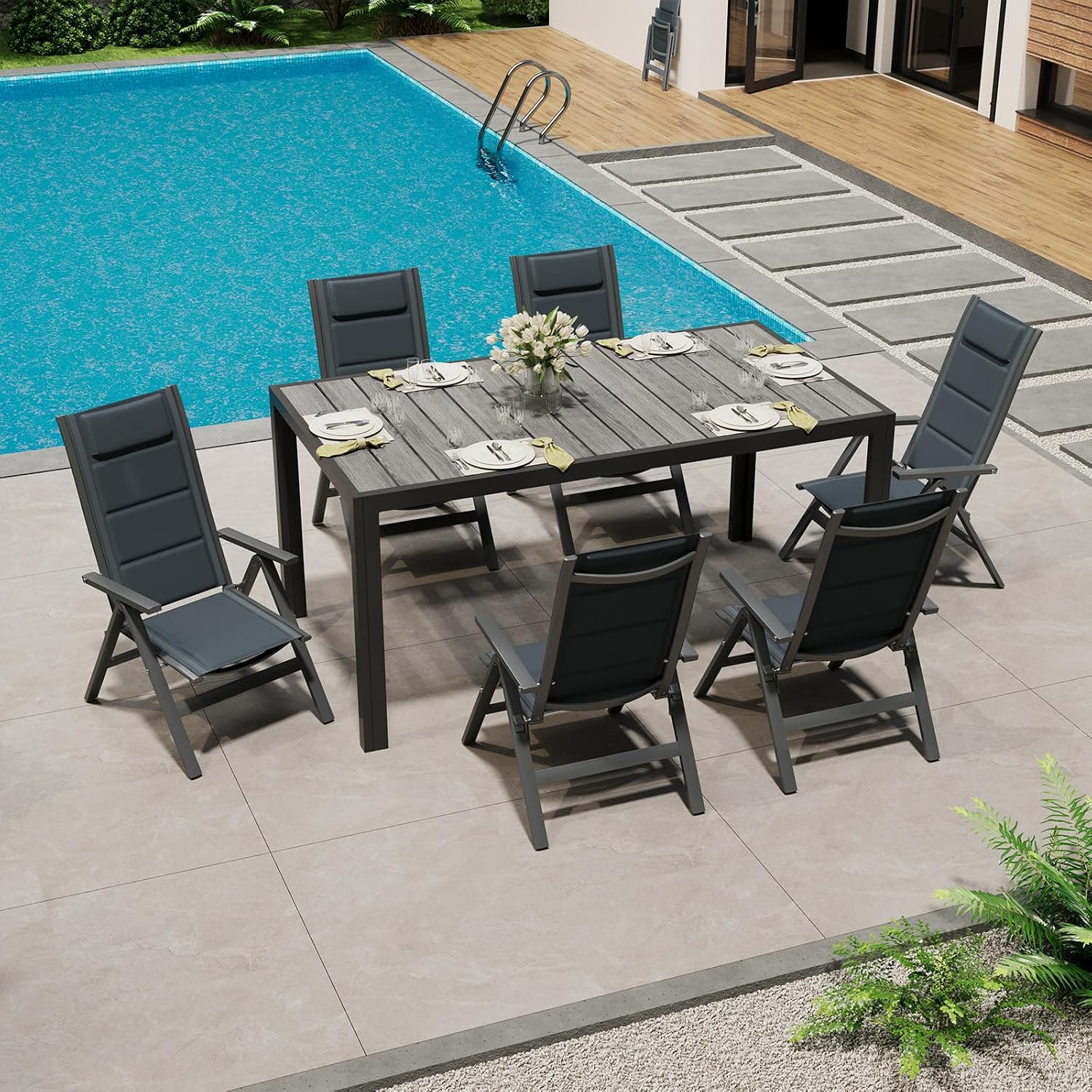 Aluminium-Gartenstühle mit verstellbarer Rückenlehne