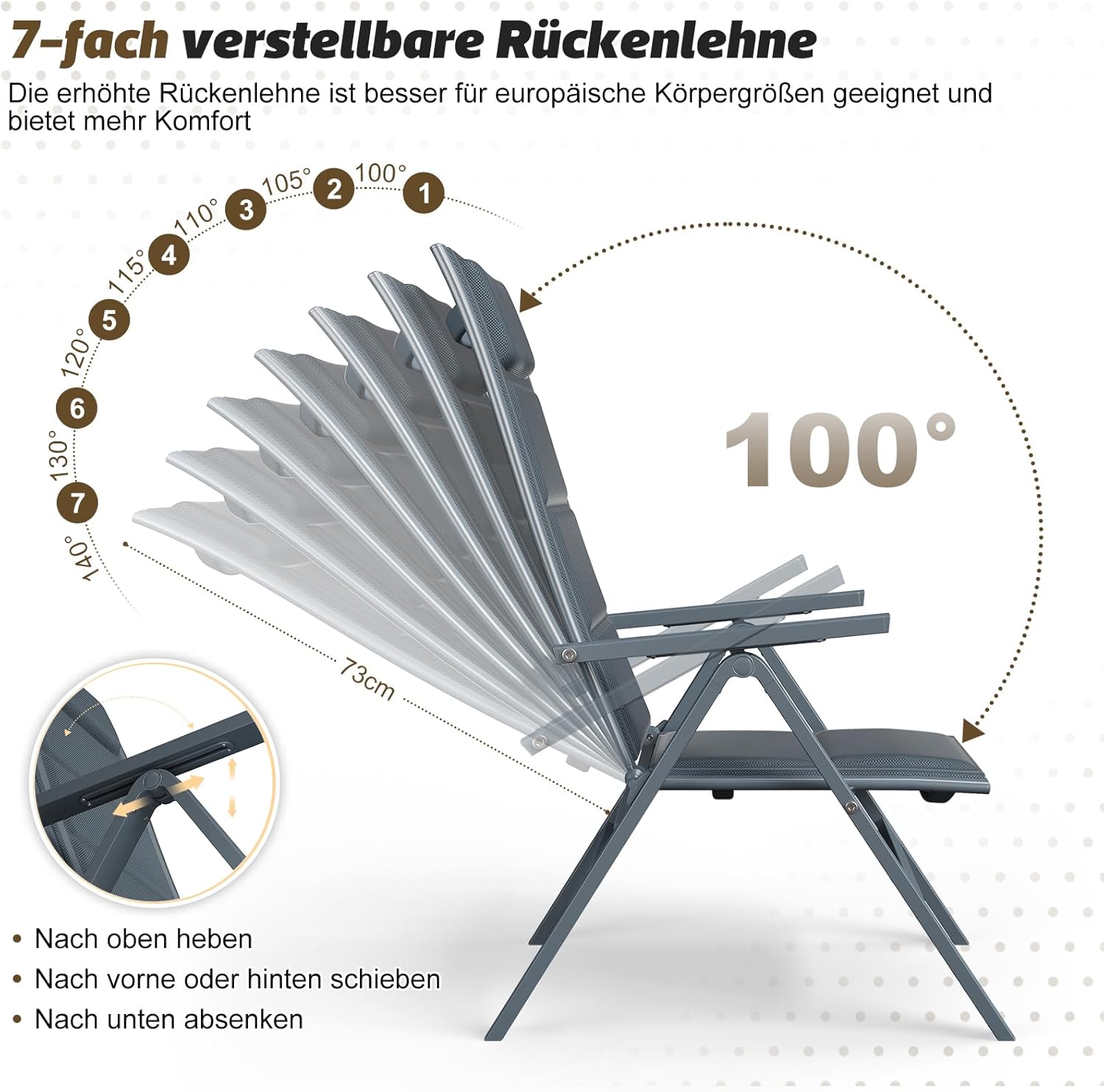 Aluminium-Gartenstühle mit verstellbarer Rückenlehne