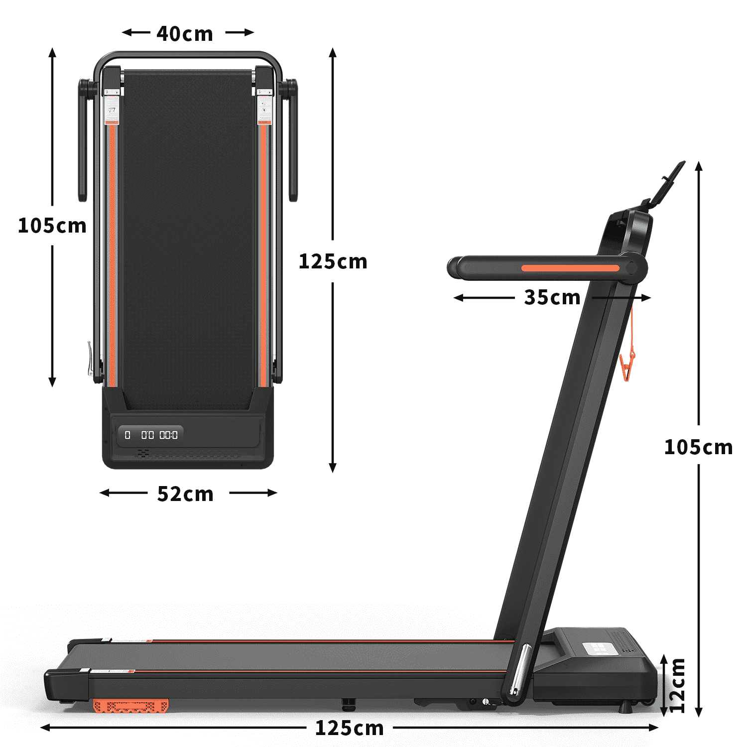 2 in 1 Klappbares Laufband mit Fernbedienung und App, 5% Steigung, 1-12KM/H