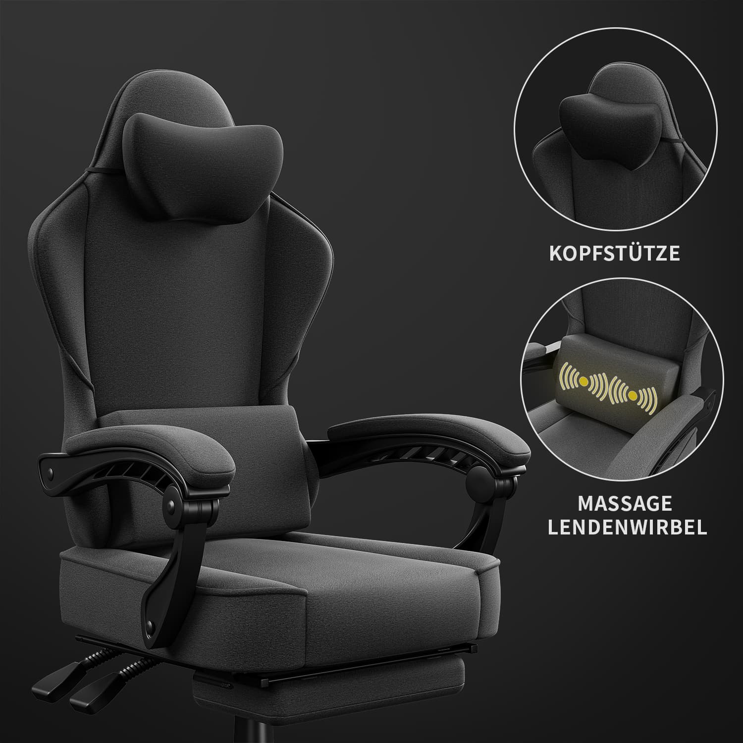 Ergonomischer Gaming Stuhl mit Massage Lendenkissen