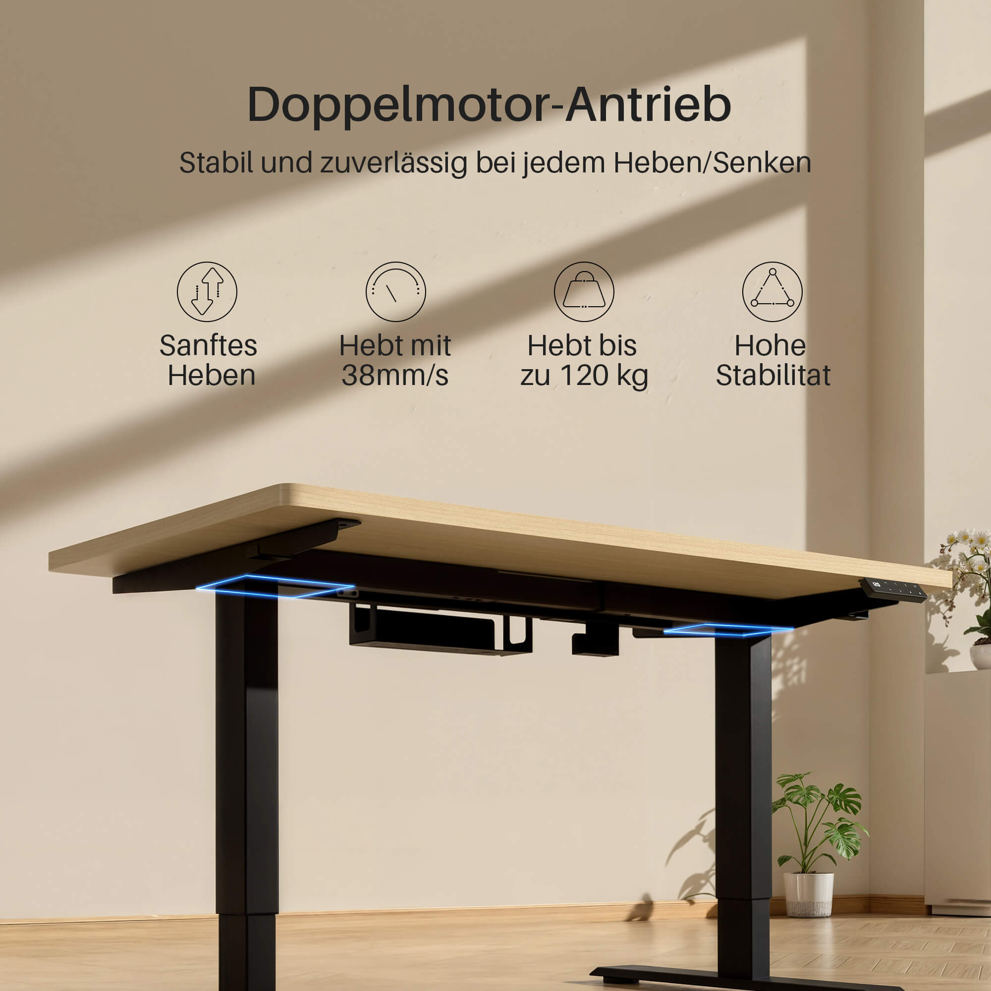 Dual Ultra Tischgestell mit Premium Elektrisch Höhenverstellbarer Schreibtisch