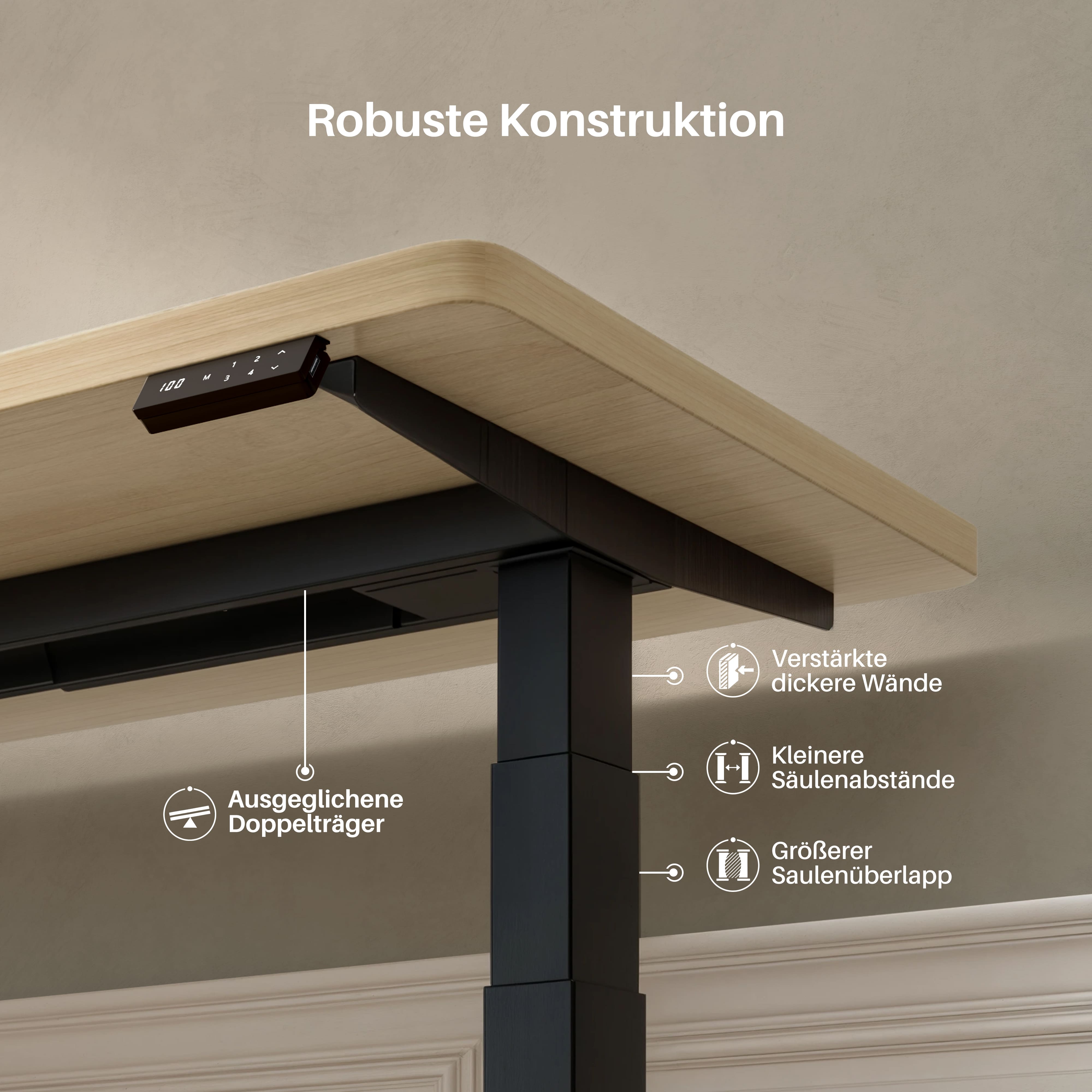 Dual Ultra X Tischgestell mit Premium Elektrisch Höhenverstellbarer Schreibtisch