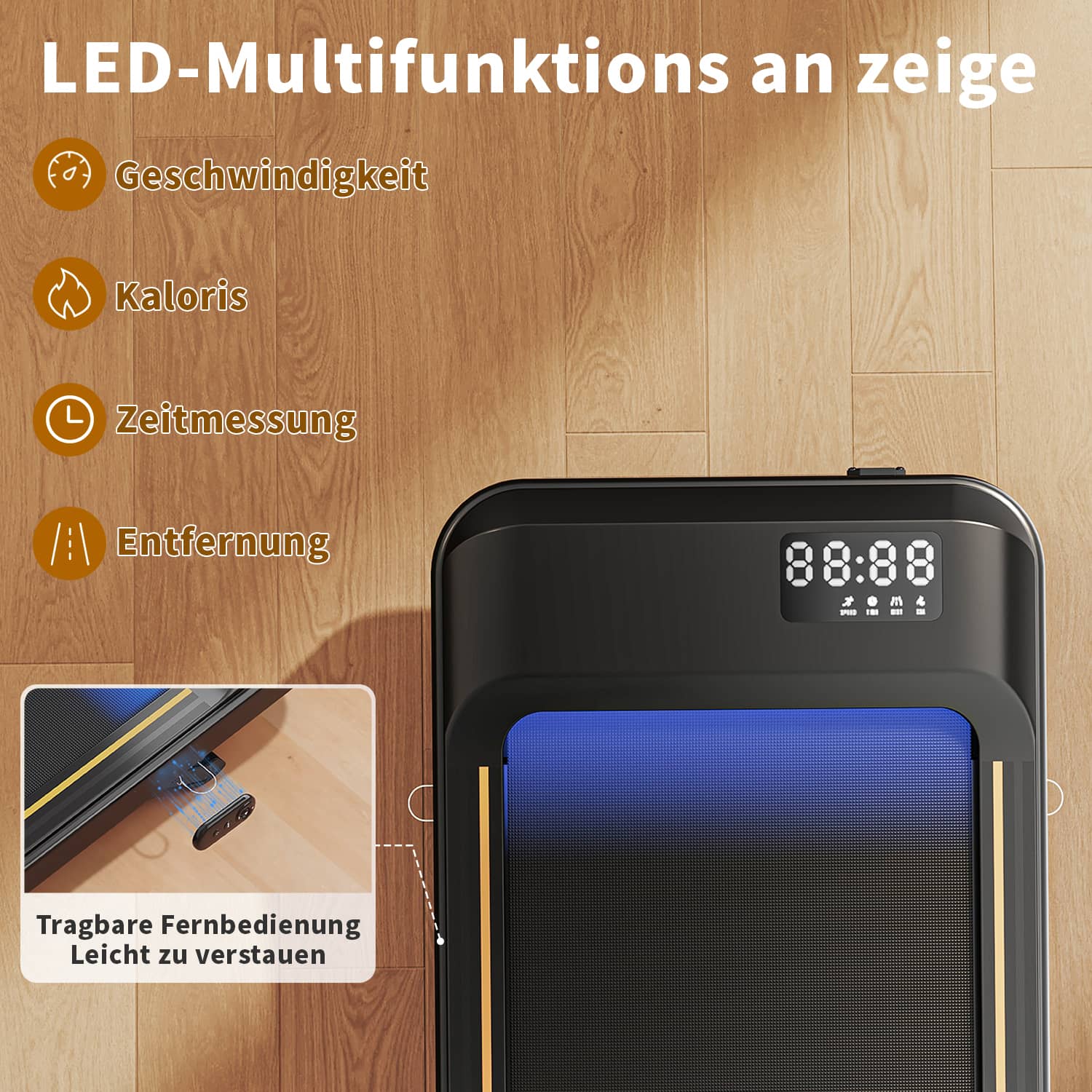 Walking Pad Laufband mit LED-Leuchtband, 5% Steigung, 1-6KM/H