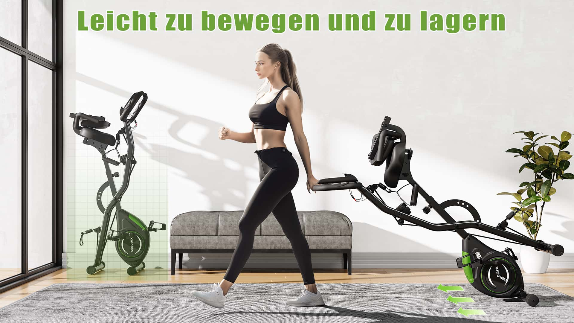 4 in 1 Klappbarer Heimtrainer (X-Bike) mit 16-Level Magnetic Resistance