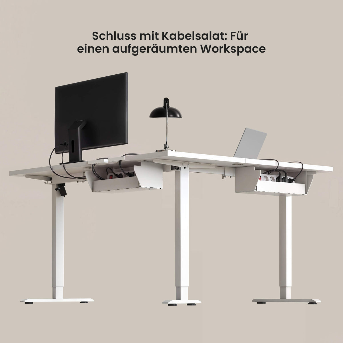 Elektrisch höhenverstellbares Tischgestell in L-Form