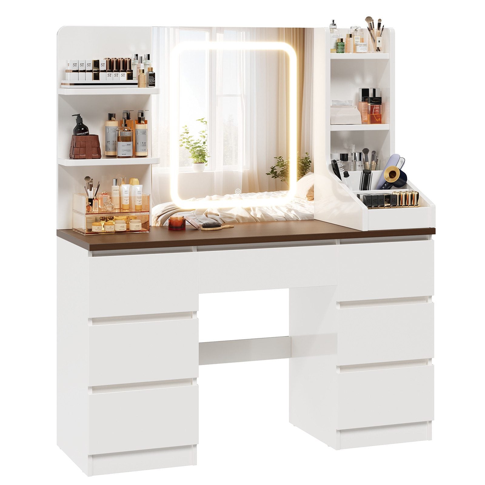 LED-Schminktisch mit 7 Schubladen