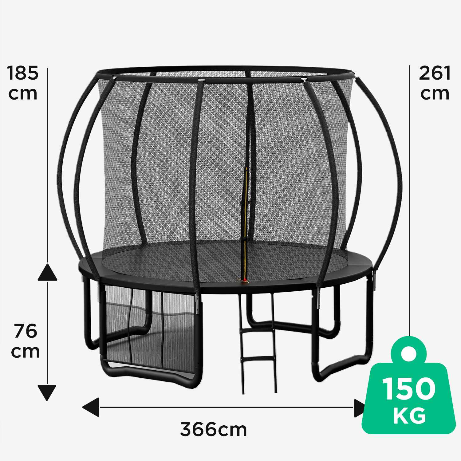 Trampoline mit Sicherheitsnetz und Leiter, Ø 244-427cm