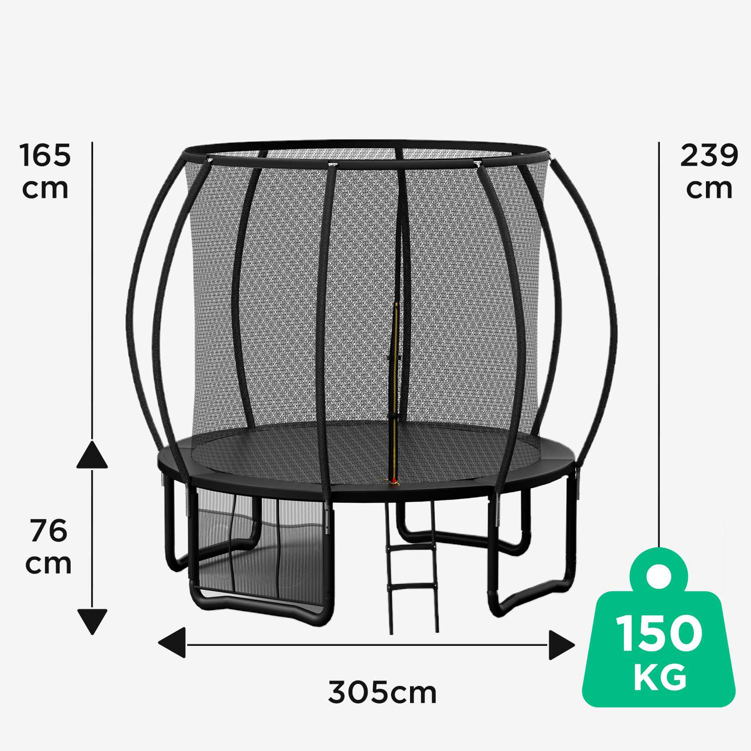 Trampoline mit Sicherheitsnetz und Leiter, Ø 244-427cm