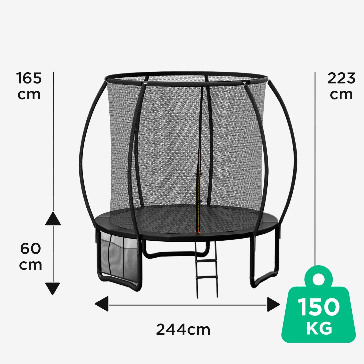 Trampoline mit Sicherheitsnetz und Leiter, Ø 244-427cm