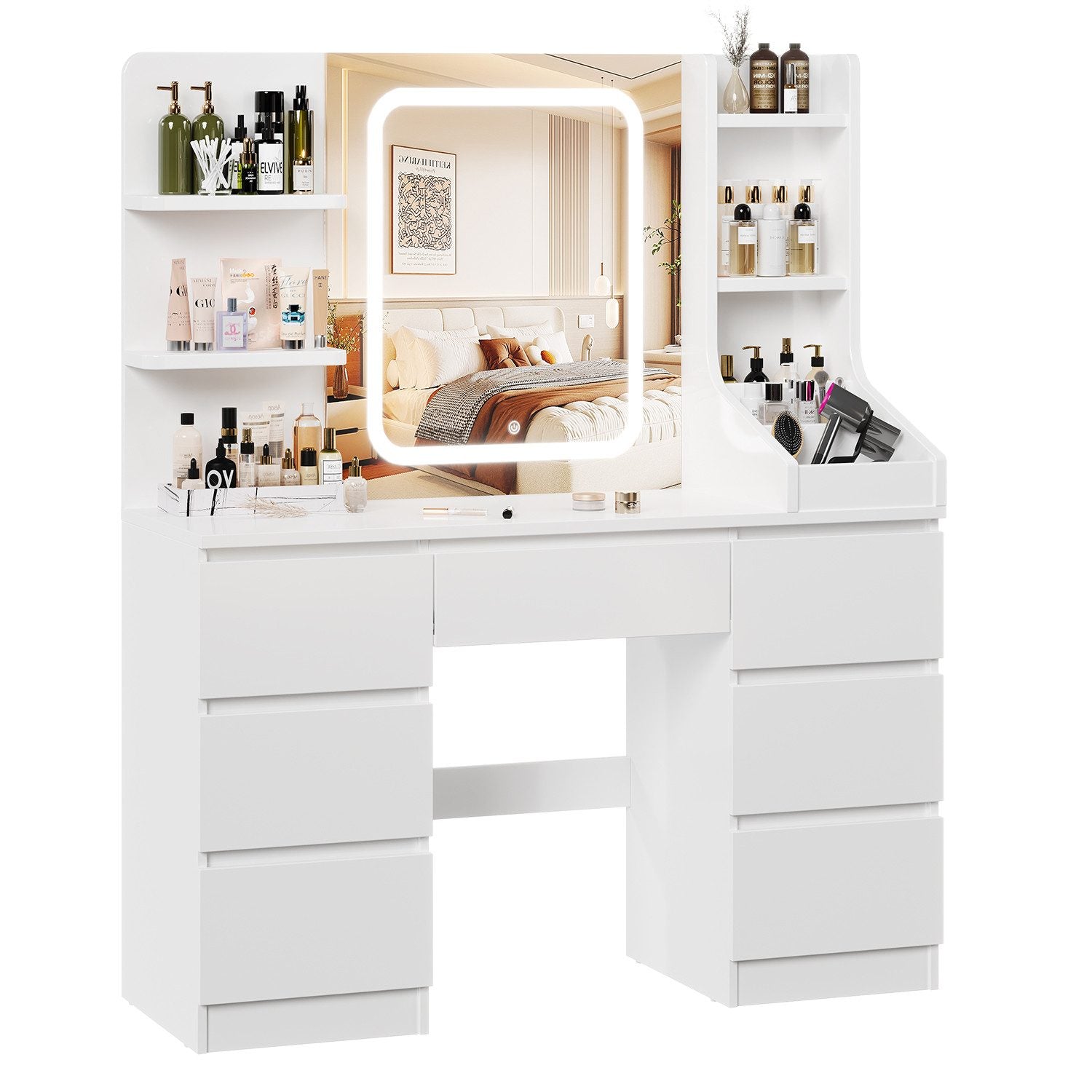 LED-Schminktisch mit 7 Schubladen
