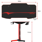 Furniwell T-shaped Gaming Desk Carbon Fiber Surface with Mouse Pad, Gaming Handle Rack, Cup Holder and Headphone Hook